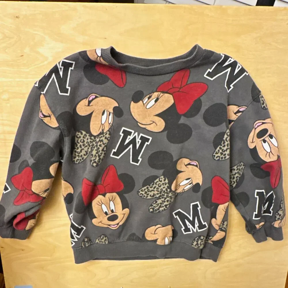 Disney Minnie Mouse 2pc Fleece Sweatshirt & Leggings Set Girls 4T Gray